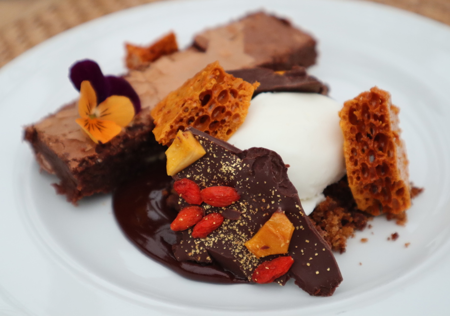 A decadent wedding dessert display curated by Thistle Catering Services for a luxury wedding reception.